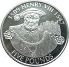 5 Pounds - Elizabeth II (King Henry VIII; Silver Proof)