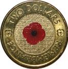 2 Dollars - Elizabeth II (Remembrance Day - Poppy Flower; Colourised)