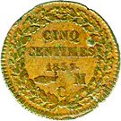 5 Centimes - Honoré V (small head)