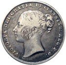 100 Reis - Luis I (Countermarked over One Shilling/Victória)