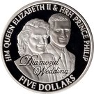 5 Dollars - Elizabeth II (Diamond Wedding; Wedding Portraits)