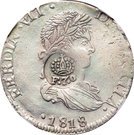8 Reales - Ferdinand VII (Counterstamped Mexico 8 Reales)
