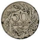50 Groszy (Iron; Trial Strike 50 far from leaves  eagle 2nd type; German Occupation WWII)
