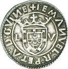Tostão - Manuel I ("L-V" at each side of the shield, Lisbon mint)