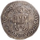 Tostão - Filipe II ("L" at left side of the shield)
