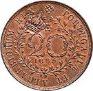 40 Réis - Luiz I (Countermarked over 20 Réis - Açores)