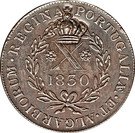 20 Réis - Luis I (Countermarked issue over "X réis - Maria II; Azores")