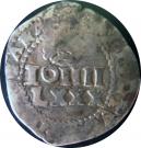 100 Réis - Afonso VI (Countermark "Crowned 100" over LXXX)