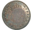60 Réis - Luis I (Countermarked issue over "½ Real - Carlos III; Mexico")