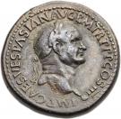 Sestertius - Vespasianus (IVDAEA CAPTA SC; Vespasian standing right; Lugdunum mint)