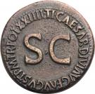 Sestertius - Tiberius (TI CAESAR DIVI AVG F AVGVST P M TR POT XXIIII SC; Rome mint)