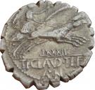 Denarius serratus (Claudia: Tiberius Claudius Nero; S•C / TI•CLAVD•TI•F•AP•N)