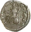 Denarius - Commodus, Roma seated left,