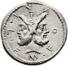 Denarius (Furia: Marcus Furius Philus; M•FOVRI•L•F / PHILI ROMA)