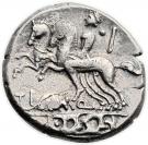 Denarius (Quinctia: Titus Quinctius; TI Q D•S•S)