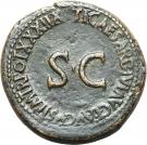 Sestertius - Tiberius (TI CAESAR DIVI AVG F AVGVST P M TR POT XXXIIX SC; Rome mint)