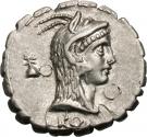 Denarius serratus (Roscia: Lucius Roscius Fabatus; L•ROSCI / FABATI)