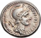 Denarius (Fonteia: Publius Fonteius Capito; P•FONTEIVS•P•F CAPITO•III•VIR / MN•FONT•TR•MIL)