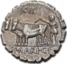 Denarius serratus (Maria: Gaius Marius Capito; CAPIT / C•MARI•C•F S•C)