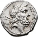 Denarius (Neria: Gnaeus Nerius; NERI•Q•VRB / L•LENT C•MARC COS)