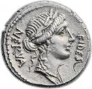 Denarius (Licinia: Aulus Licinius Nerva; FIDES NERVA / III VIR A•LICINIVS)