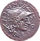 Denarius serratus (Pomponia: Lucius Pomponius; L•POMPONI•CNF / L•LIC•CN•DOM)
