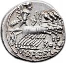Denarius (Baebia: Marcus Baebius Tampilus; TAMPIL / M•BAEBI•Q•F ROMA)