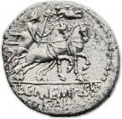 Denarius (Memmia: Lucius [and] Gaius Memmius Gallus;  EX•S•C / L•C•MEMIES•L•F GAL)
