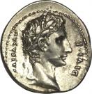Denarius - Augustus (IMP XII; Bull right; Lugdunum mint)
