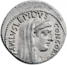 Denarius (Aemilia: Lucius Aemilius Lepidus Paullus; PAVLLVS•LEPIDVS CONCORDIA / TER PAVLLVS)