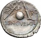 Denarius (Cornelia: Gnaeus Cornelius Lentulus Marcellinus; G•P•R / EX•S•C LEN•CVR•Ӿ•FL)
