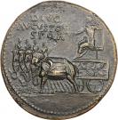 Sestertius - Augustus (TI CAESAR DIVI AVG F AVGVST P M TR POT XXXIIX SC; Strike under Tiberius; Rome mint)