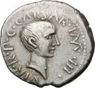 Denarius - Lepidus (LEPIDVS•PONT•MAX•III•V•R•P•C / CAESAR•IMP•III•VIR•R•P•C)