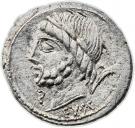 Denarius (Memmia: Lucius [and] Gaius Memmius Gallus;  EX•S•C / L•C•MEMIES•L•F GAL)