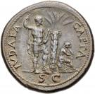 Sestertius - Vespasianus (IVDAEA CAPTA SC; Vespasian standing right; Lugdunum mint)