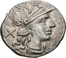 Denarius (Trebania: Lucius Trebanius; L•TREBANI ROMA)