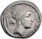 Denarius (Servilia: Gaius Servilius; FLORAL•PRIMVS / C•SERVEIL C•F)