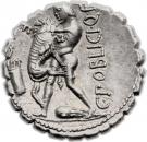 Denarius serratus (Poblicia: Gaius Poblicius; ROMA / C•POBLICI•Q•F)