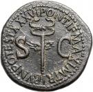 As - Tiberius (PONTIF MAXIM TRIBVN POTEST XXXVII SC; Caduceus; Rome mint)