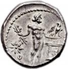 Denarius (Cornelia: Lucius Cornelius Lentulus Crus; L•LENT•C•MARC COS / Q; Apollonia-Mordiaeum mint)