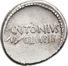 Denarius - Marcus Antonius (ANTON•AVG•IMP•III•COS•DES•III•III•V•R•P•C / ANTONIVS AVG•IMP•III)