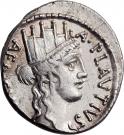Denarius (Plautia: Aulus Plautius; A•PLAVTIVS AED•CVR•S•C / BACCHIVS IVDAEVS)