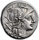 Denarius (Saufeia: Lucius Saufeius; L SAVF ROMA)