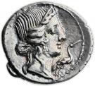 Denarius (Caecilia: Quintus Caecilius Metellus Pius; Q•C•M•P•I)