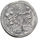 Denarius - Augustus (IMP X; Two soldiers; Lugdunum mint)