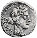 Denarius (Critonia: Lucius Critonius; AED•PL / P•A M•FAN•L•CRI)