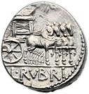 Denarius (Rubria: Lucius Rubrius Dossenus; DOSSEN / L•RVBRI)