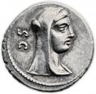 Denarius (Sulpicia: Publius Sulpicius Galba; S•C / AE CVR P•GALB)