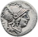 Denarius (Carisia: Titus Carisius; ROMA / T•CARISI)