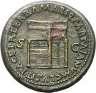 Sestertius - Nero (PACE P R TERRA MARIQ PARTA IANVM CLVSIT SC; Door right; Rome mint)
